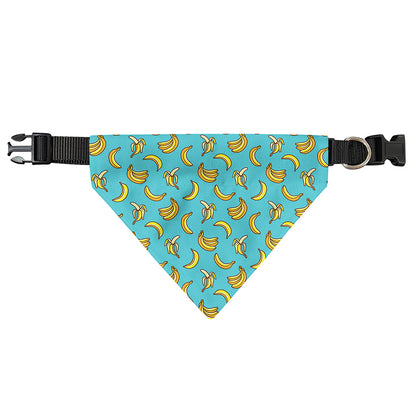 Turquoise Banana Pattern Print Over The Collar Dog Bandana