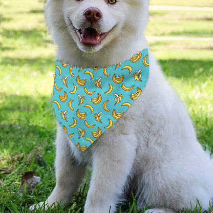 Turquoise Banana Pattern Print Over The Collar Dog Bandana