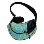 Turquoise Banana Pattern Print Pet Sling Carrier