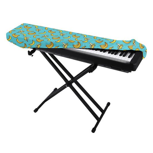 Turquoise Banana Pattern Print Piano Keyboard Cover