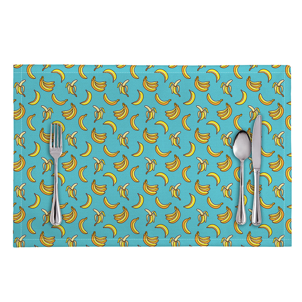 Turquoise Banana Pattern Print Placemat