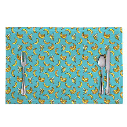Turquoise Banana Pattern Print Placemat