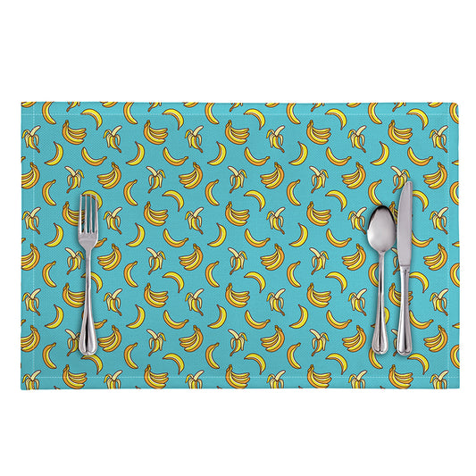 Turquoise Banana Pattern Print Placemat