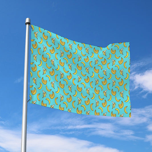 Turquoise Banana Pattern Print Polyester Flag