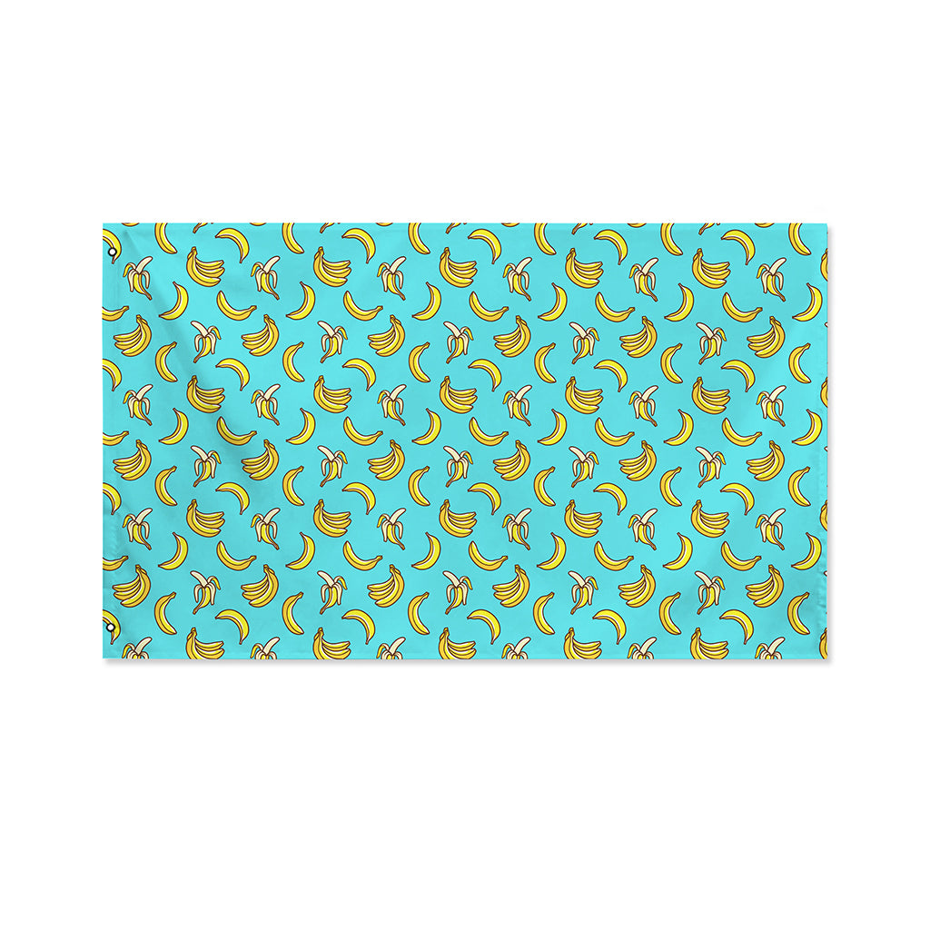 Turquoise Banana Pattern Print Polyester Flag