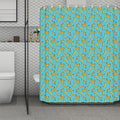 Turquoise Banana Pattern Print Polyester Shower Curtain