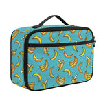 Turquoise Banana Pattern Print Portable Lunch Bag