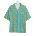 Turquoise Banana Pattern Print Rayon Hawaiian Shirt