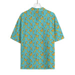 Turquoise Banana Pattern Print Rayon Hawaiian Shirt