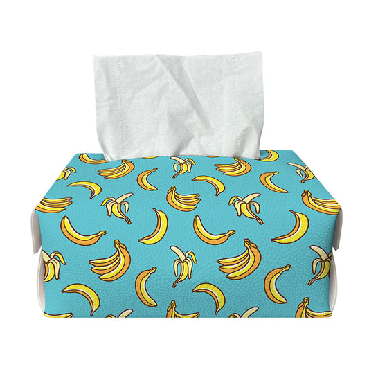 Turquoise Banana Pattern Print Rectangle Tissue Box Cover