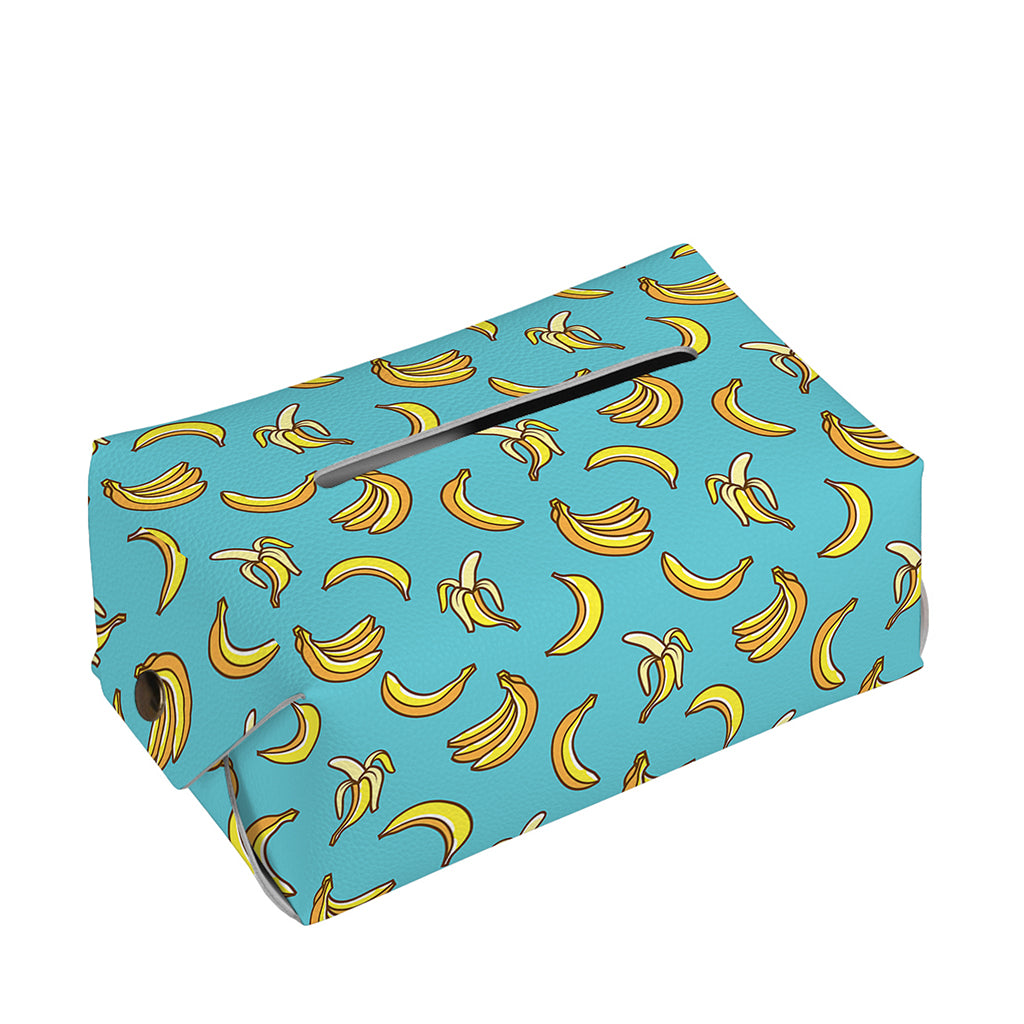 Turquoise Banana Pattern Print Rectangle Tissue Box Cover