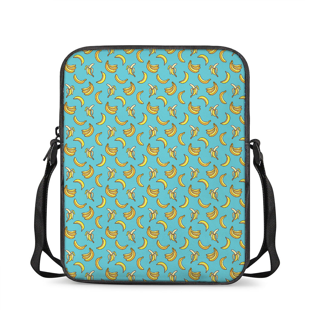 Turquoise Banana Pattern Print Rectangular Crossbody Bag