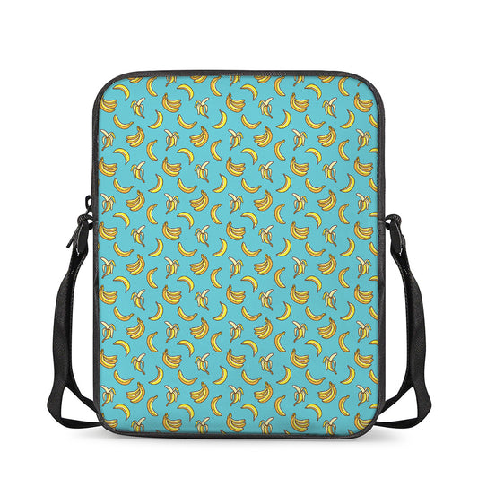 Turquoise Banana Pattern Print Rectangular Crossbody Bag