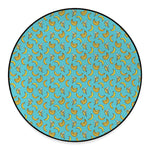 Turquoise Banana Pattern Print Round Floor Mat