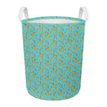 Turquoise Banana Pattern Print Round Laundry Basket