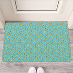 Turquoise Banana Pattern Print Rubber Doormat
