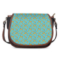 Turquoise Banana Pattern Print Saddle Bag