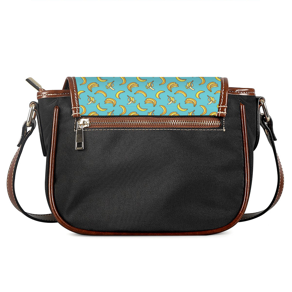 Turquoise Banana Pattern Print Saddle Bag