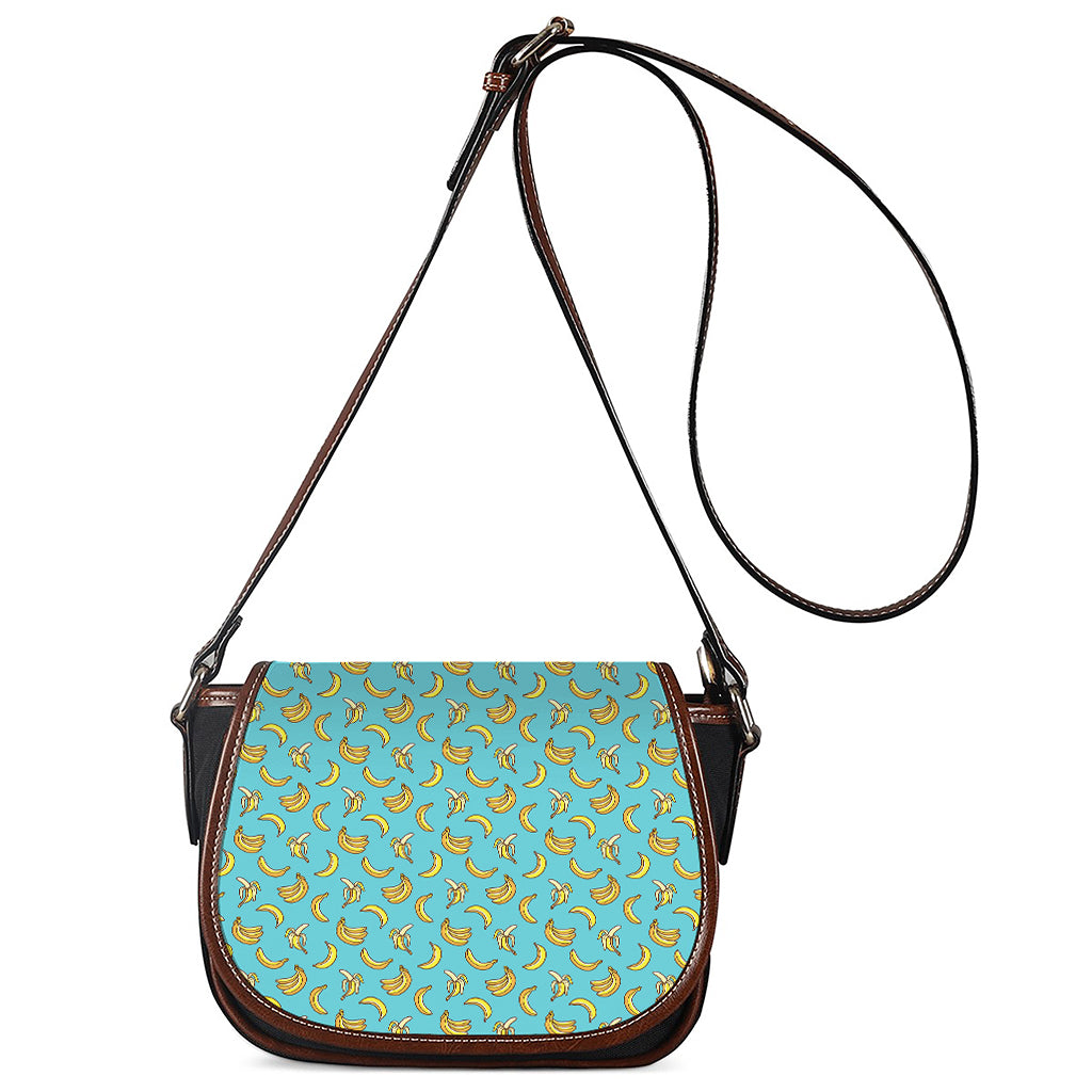 Turquoise Banana Pattern Print Saddle Bag