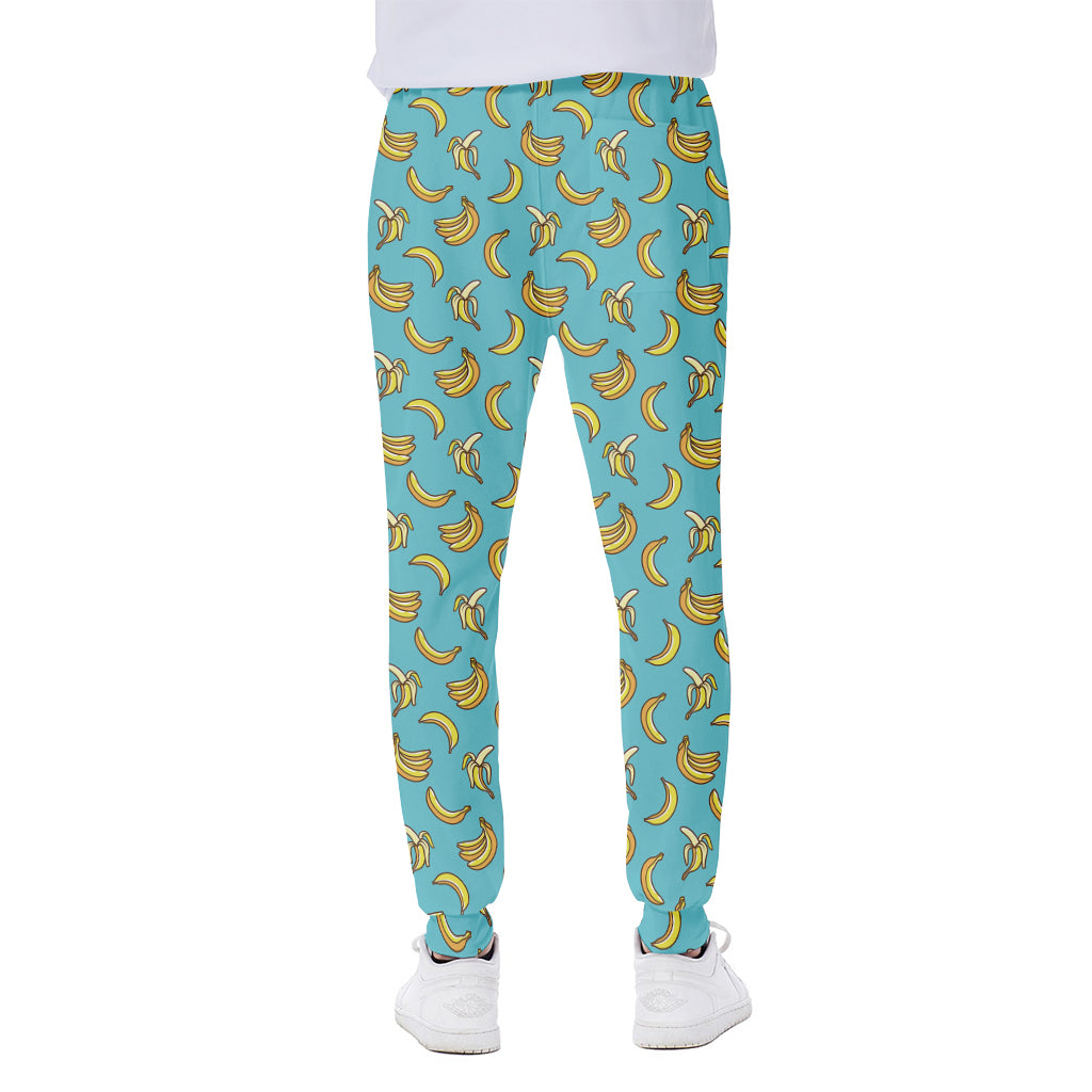 Turquoise Banana Pattern Print Scuba Joggers