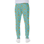 Turquoise Banana Pattern Print Scuba Joggers