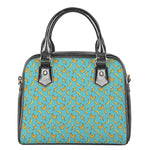 Turquoise Banana Pattern Print Shoulder Handbag