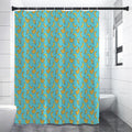 Turquoise Banana Pattern Print Shower Curtain