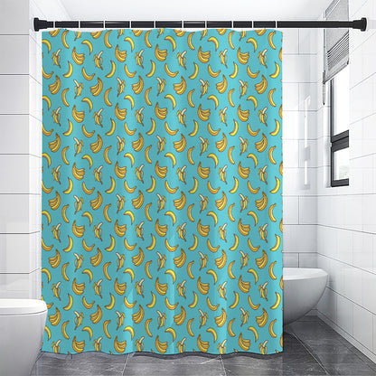 Turquoise Banana Pattern Print Shower Curtain