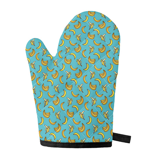 Turquoise Banana Pattern Print Single Oven Mitt