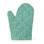 Turquoise Banana Pattern Print Single Oven Mitt