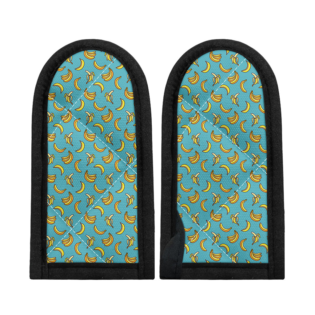 Turquoise Banana Pattern Print Skillet Handle Cover