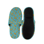 Turquoise Banana Pattern Print Slippers