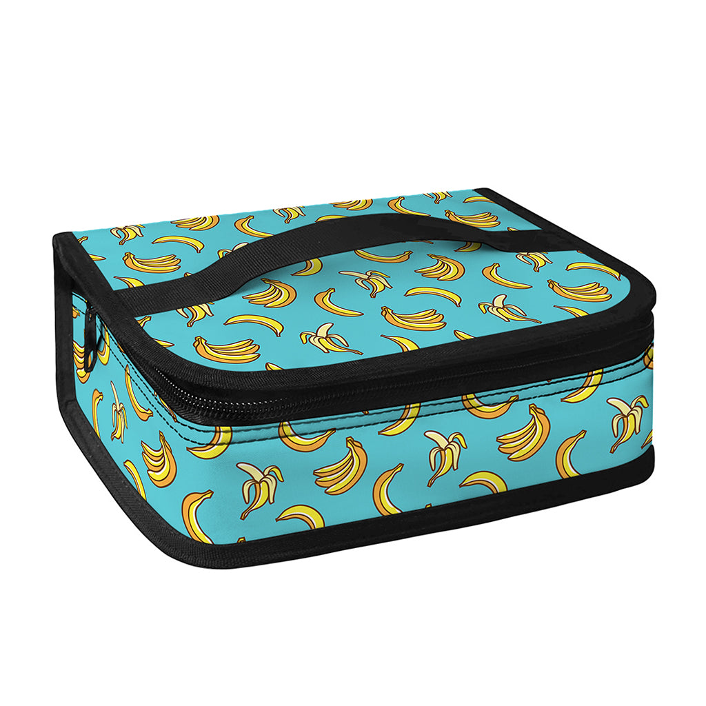Turquoise Banana Pattern Print Small Lunch Bag