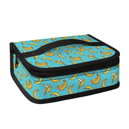 Turquoise Banana Pattern Print Small Lunch Bag
