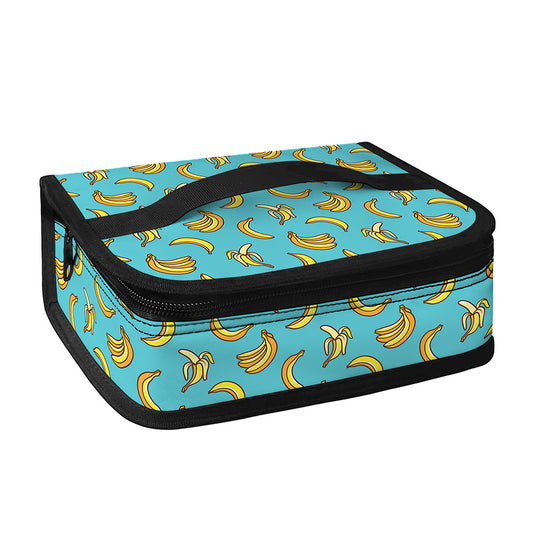 Turquoise Banana Pattern Print Small Lunch Bag