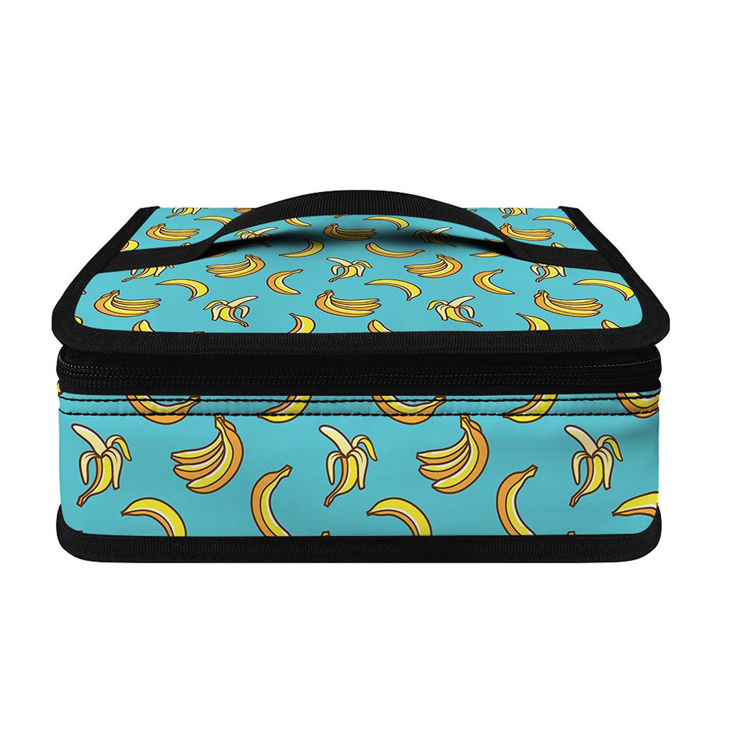 Turquoise Banana Pattern Print Small Lunch Bag