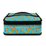 Turquoise Banana Pattern Print Small Lunch Bag
