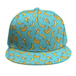 Turquoise Banana Pattern Print Snapback Cap