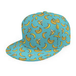 Turquoise Banana Pattern Print Snapback Cap