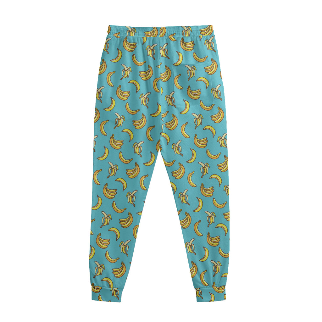 Turquoise Banana Pattern Print Sweatpants