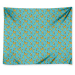 Turquoise Banana Pattern Print Tapestry