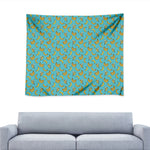 Turquoise Banana Pattern Print Tapestry