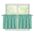 Turquoise Banana Pattern Print Tier Curtains