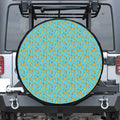 Turquoise Banana Pattern Print Tire Cover