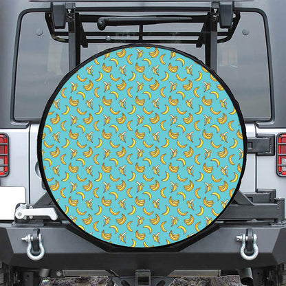 Turquoise Banana Pattern Print Tire Cover
