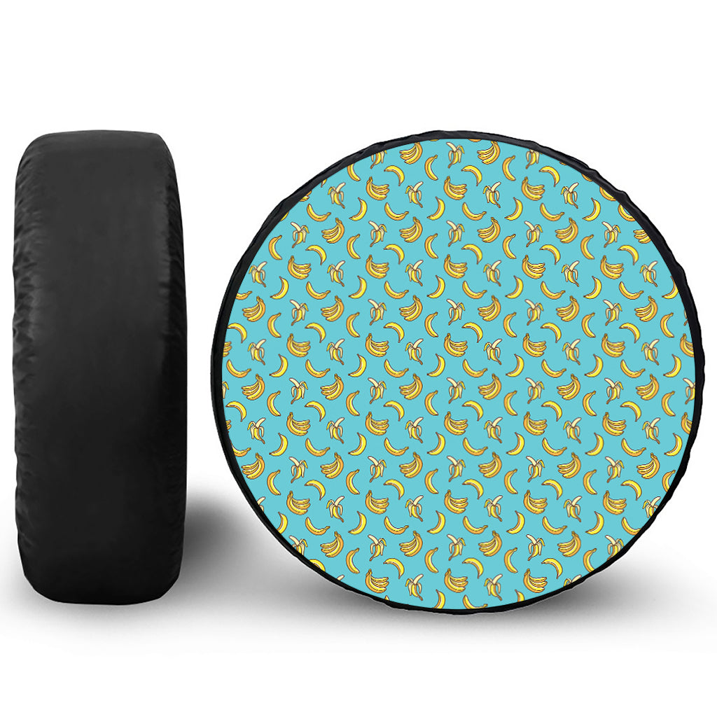 Turquoise Banana Pattern Print Tire Cover