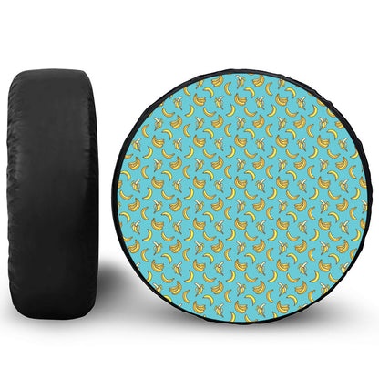 Turquoise Banana Pattern Print Tire Cover