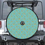 Turquoise Banana Pattern Print Tire Cover With Camera Hole