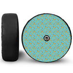 Turquoise Banana Pattern Print Tire Cover With Camera Hole