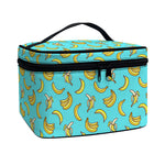 Turquoise Banana Pattern Print Travel Makeup Bag